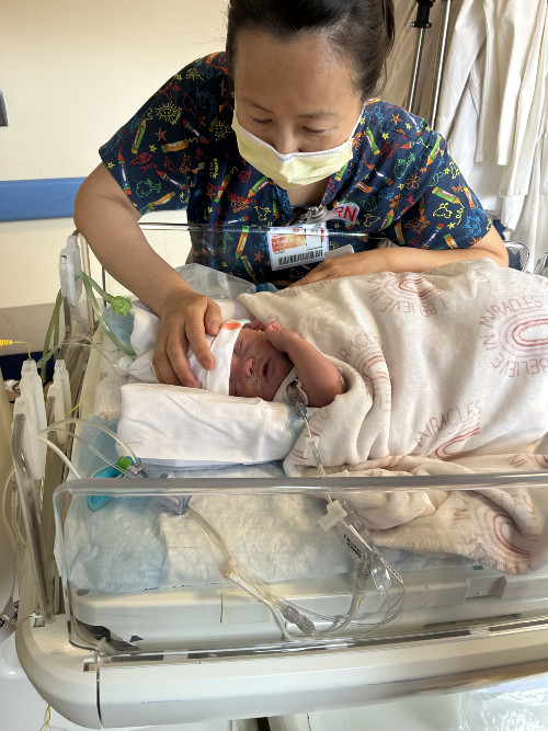 Charlote Griggs with an NYP Nurse