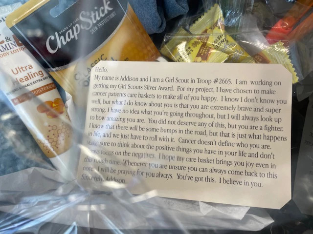 Addison added inspiring messages to all the care packages.