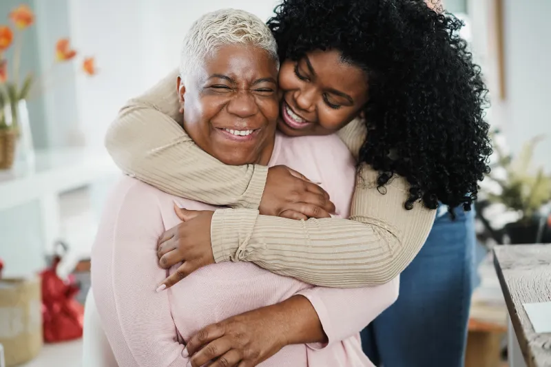 Female family members hugging