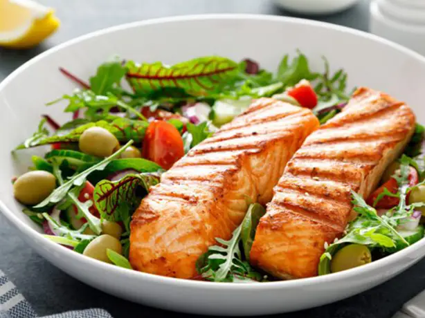 a salmon salad dish